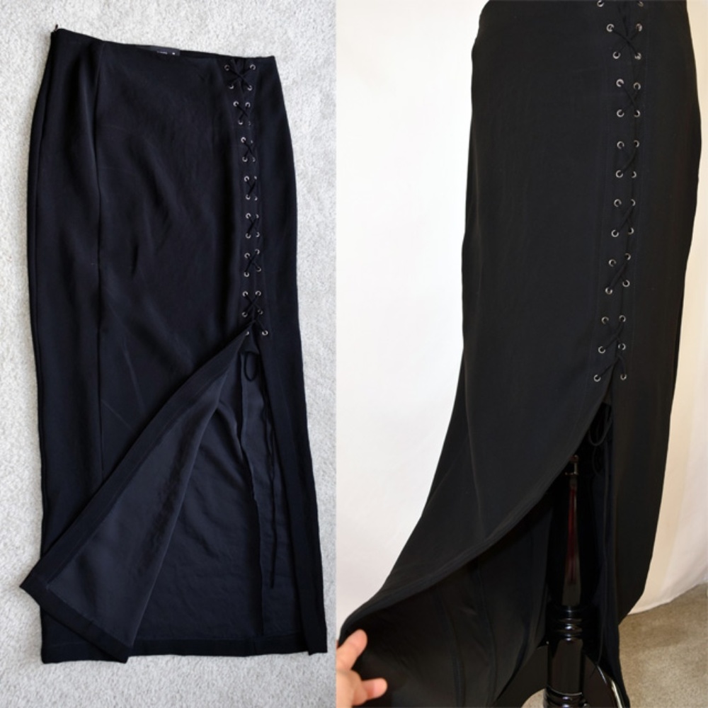 NWOT Calvin Rucker Revolve Lace Up Slit Long Skirt